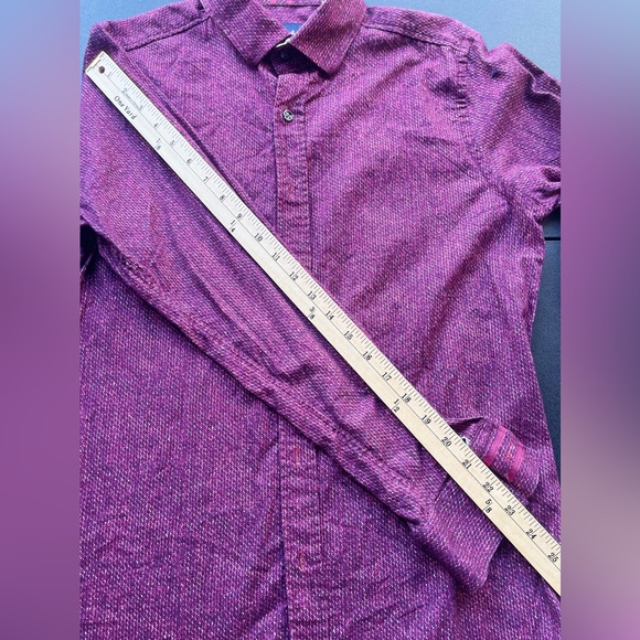 Robert Graham Mens Woven Finnegan Button-Down Dress Shirt Burgundy Size Medium - Picture 9 of 10